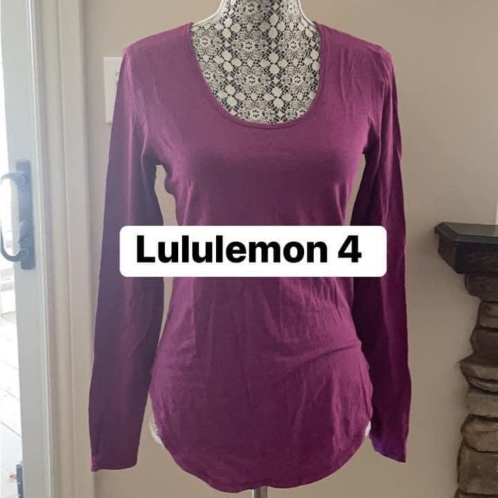 Lululemon long sleeve heathered plum scoop neck